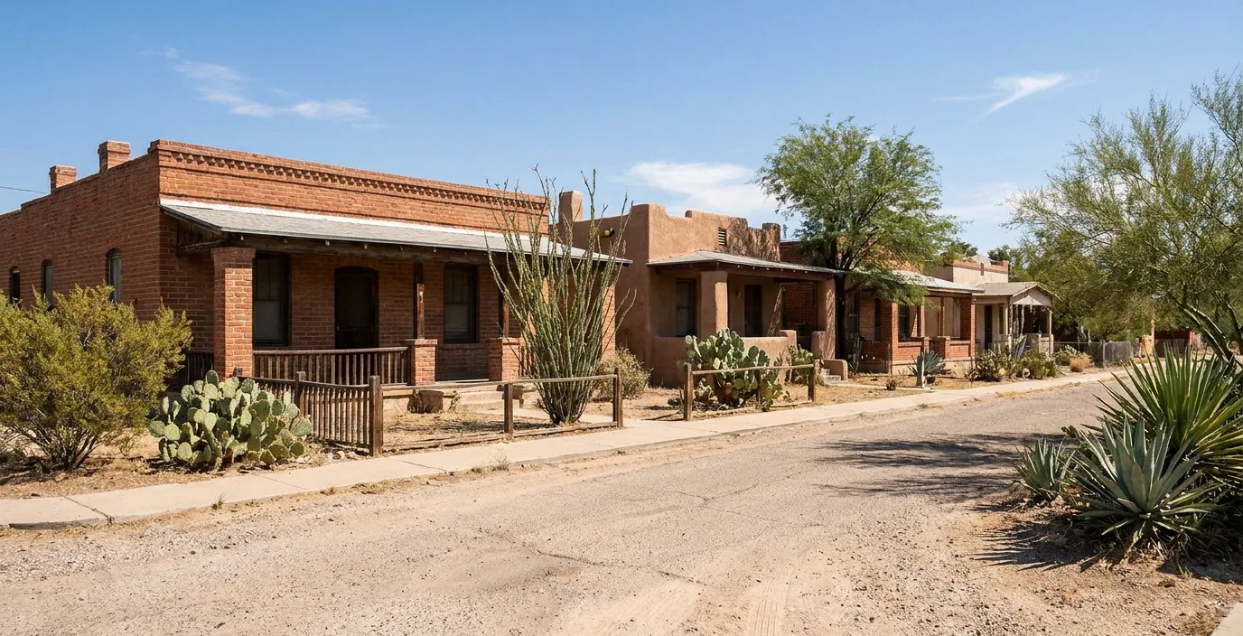 Early 1900s brick and stucco bungalows in the Iron Horse neighborhood, Tucson